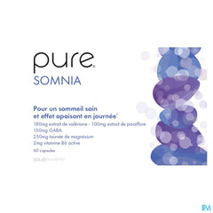 Pure Somnia. Valériane, Passiflore, Gaba. Sommeil et apaisant. 60 capsules.