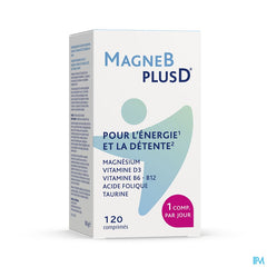 MagneBplusD - Magnésium, Vitamine D, Vitamines B, Acide Folique, Taurine - 120 comprimés