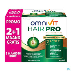Omnivit Hair Pro 180cp PROMO 1 mois gratuit - Vitamine Anti-chute Cheveux