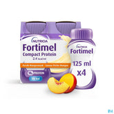Fortimel Compact Protein 2.4kcal Arôme Pêche-mangue Complément Nutritionnel Dénutrition Bouteilles 4x125 ml