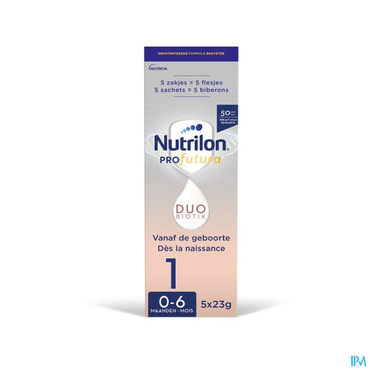 Nutrilon Profutura 1 | Composition unique DUOBIOTIK | Lait Nourrissons Bébé 0 à 6 mois | Lait en Poudre pour Biberon | Sachets 5x23g
