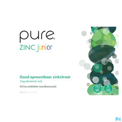 PURE ZINC JUNIOR. 5mg de zinc élémentaire (sous forme de citrate) au goût de fraise