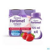 Fortimel Compact 2.4kcal Arôme Fraise Complément Nutritionnel Dénutrition Bouteilles 4x125ml