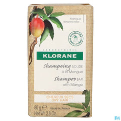 Klorane - Shampoing Solide à la Mangue - Nutrition - Cheveux secs hydratant et nourissant
