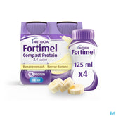 Fortimel Compact Protein 2.4kcal Saveur Banane Complément Nutritionnel Dénutrition Bouteilles 4x125ml