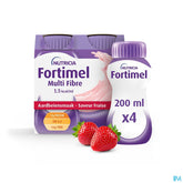 Fortimel Multifibre 1.5kcal Arôme Fraise Complément Nutritionnel Dénutrition Bouteilles 4x200ml