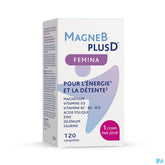 MagneBplusD Femina - Magnésium, Vitamine D, Vitamines B, Acide Folique, Zinc, Sélénium, Taurine - 120 comprimés
