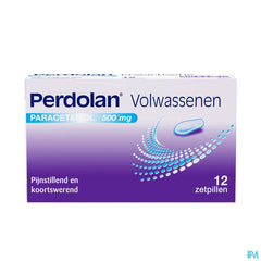 Perdolan® Adultes suppositoires avec 500 mg de paracétamol, pour le traitement symptomatique de la fièvre et de la douleur chez les adultes, 12 suppositoires