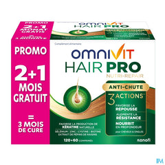 Omnivit Hair Pro 180cp PROMO 1 mois gratuit - Vitamine Anti-chute Cheveux