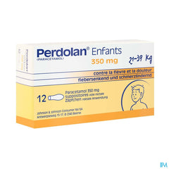 Perdolan® Enfants, suppositoires avec 350 mg de paracétamol, pour le traitement symptomatique de la fièvre et de la douleur chez les enfants, 12 suppositoires