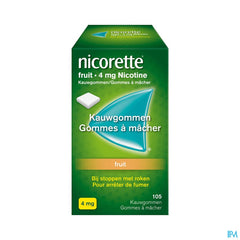 Nicorette® Fruit Gomme à Mâcher — pour arrêter de fumer — 105 pièces, 4 mg de nicotine