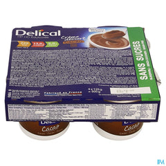 Delical Creme Dessert Hp-hc S/sucre Cacao 4x124g