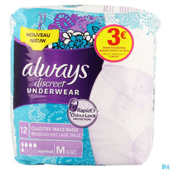 Always Discreet Incontinence Pants M Taille Bas 12