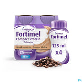 Fortimel Compact Protein 2.4kcal Saveur Moka Complément Nutritionnel Dénutrition Bouteilles 4x125 ml