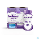Fortimel Compact 2.4kcal Arôme Neutre Complément Nutritionnel Dénutrition Bouteilles 4x125ml