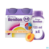 Renilon 4.0 Arôme Abricot Complément Nutritionnel Dénutrition Bouteilles 4x125ml