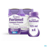 Fortimel Compact Protein 2.4kcal Saveur Neutre Complément Nutritionnel Dénutrition Bouteilles 4x125 ml