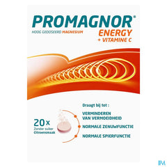 Promagnor Magnésium 400mg + 180mg Vitamine C (20 Comprimés Effervescents)