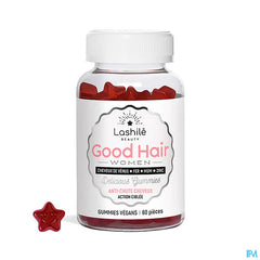 Lashilé GOOD HAIR WOMEN 60 gummies vitaminés sont conçus pour aider à prévenir la chute des cheveux*.
