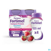 Fortimel Compact Protein 2.4kcal Saveur Fraise Givree Complément Nutritionnel Dénutrition Bouteilles 4x125ml