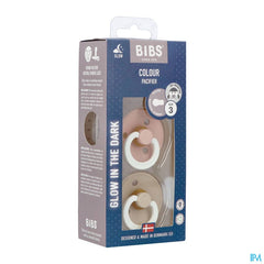 Bibs 3 Sucette Duo Glowindark Vani/blush 2