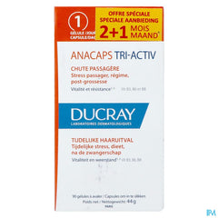 Ducray Anacaps Tri-Activ Complément alimentaire chute de cheveux passagère VITAMINE B 90 gélules