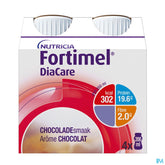 Fortimel DiaCare Arôme Chocolat Complément Nutritionnel Dénutrition Bouteilles 4x200ml