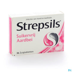 Strepsils S/sucre Fraise Past 36
