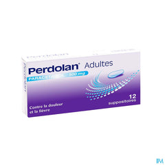 Perdolan® Adultes suppositoires avec 500 mg de paracétamol, pour le traitement symptomatique de la fièvre et de la douleur chez les adultes, 12 suppositoires