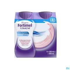 Fortimel 1.5kcal Arôme Fraise Complément Nutritionnel Dénutrition Bouteilles 4x200ml
