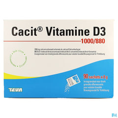 Cacit Vitamine D3 1000/880, granulés effervescents pour solution buvable - 90 sachets - Supplément de Calcium en cas de ostéoporose