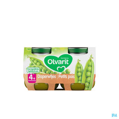 Olvarit Petit Pot Repas Bébé Dès 4 Mois Petits Pois 2x125g