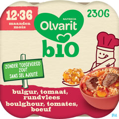 Olvarit Bio Repas Enfant Dès 12 Mois Boulghour Tomate Bœuf 230g