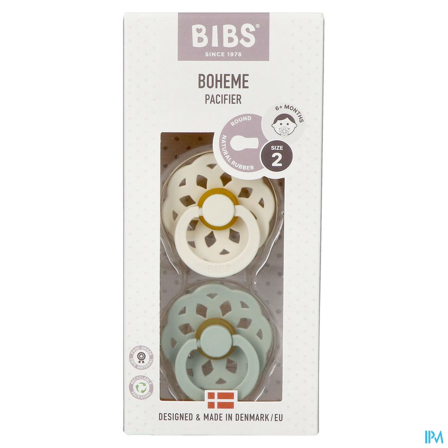 Bibs 2 Sucette Boheme Duo Sage/ivory 2
