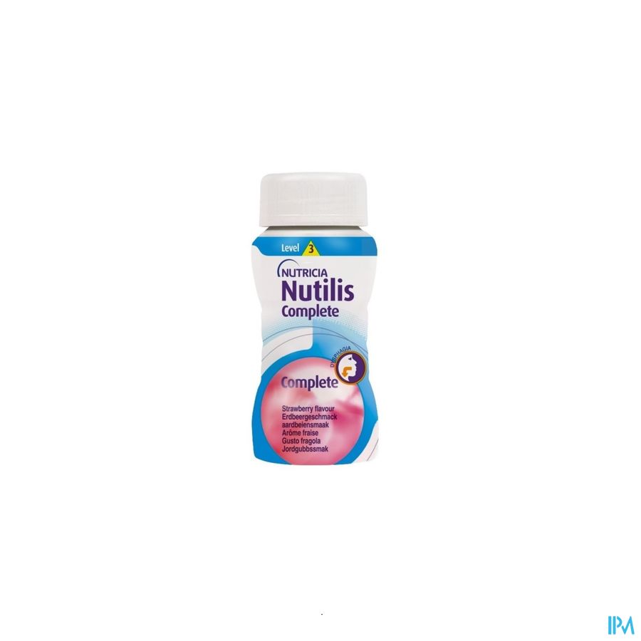 Nutilis Complete Level 3 Arôme Fraise Complément Nutritionnel Oral Dénutrition Bouteilles 4x125ml
