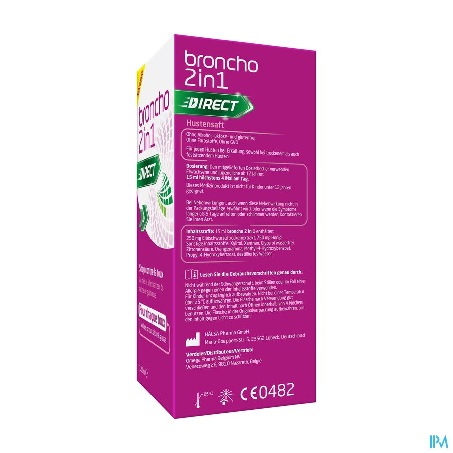 Broncho® 2 in 1 Adult Sirop Contre La Toux Goût D’Orange- Toux Sèche, Toux Grasse