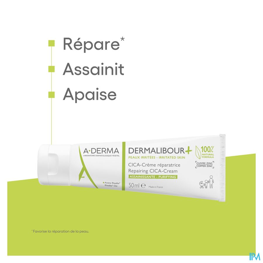 A-Derma Dermalibour+ Cica Crème Réparatrice assainissante Peau irritée cicatrices 100ml