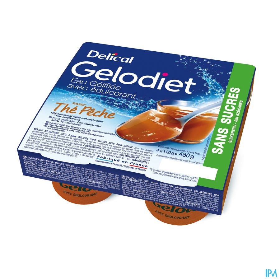 Gelodiet Eau Gel. Edulcorant The Peche Pot 4x120g