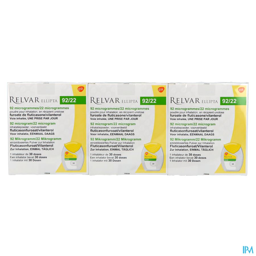 Relvar Ellipta 92/22mcg Pulv Inhal Multidose 3x30