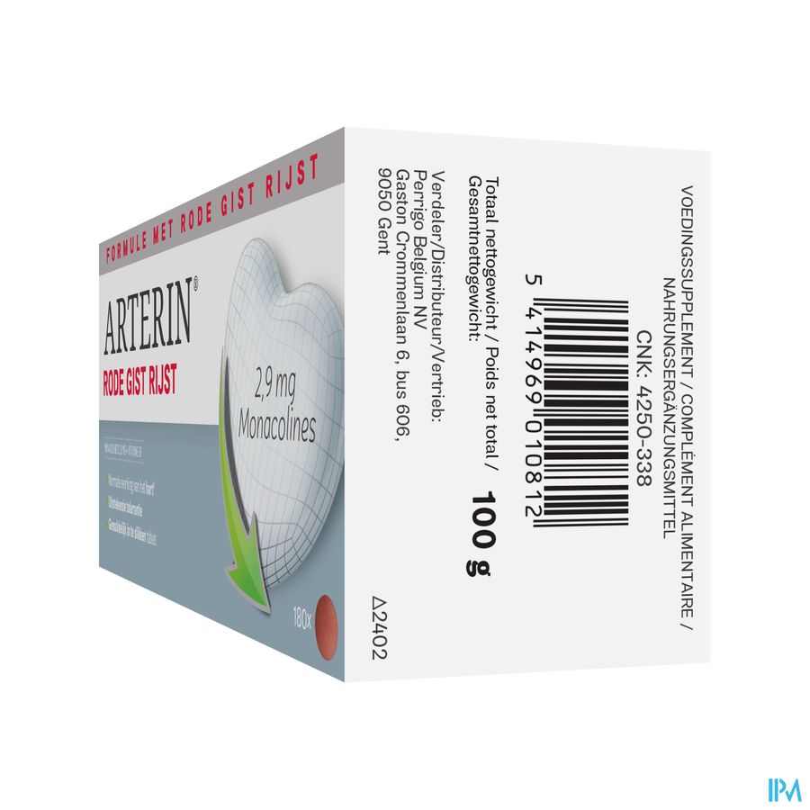 Arterin® Levure Rouge De Riz 2,9 Mg De Monacolines 180 Comprimés