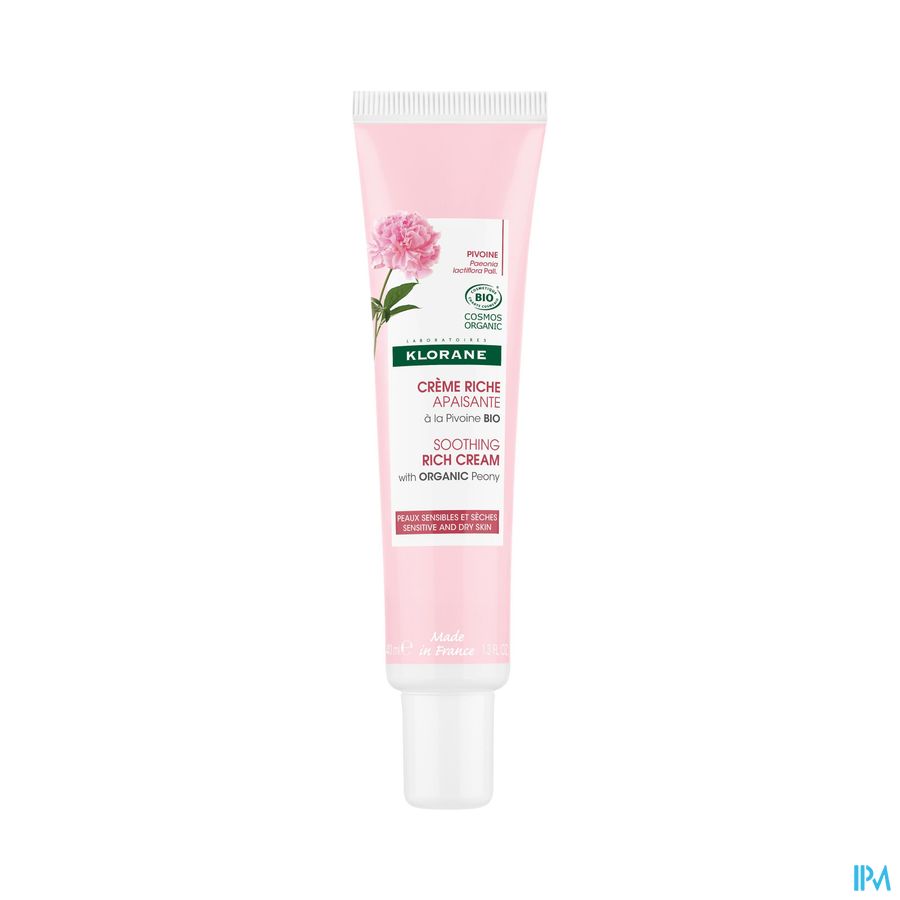 Klorane — Crème Riche Apaisante à la Pivoine BIO — Peaux sensibles et sèches
