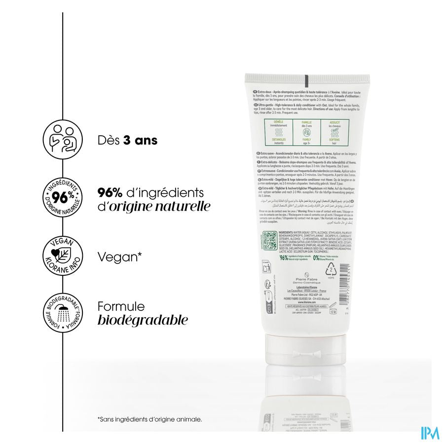 Klorane - Après-shampoing Extra-doux à l'Avoine - Tous types de cheveux