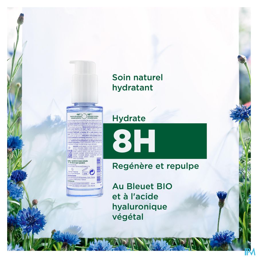 Klorane - Sérum Réveil tonique au Bleuet BIO et Acide hyaluronique - Visage, cou et contour des yeux