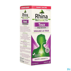 Rhina Naturactiv 120ml sans sucre - Toux sèche, Toux grasse, Gorge irritée