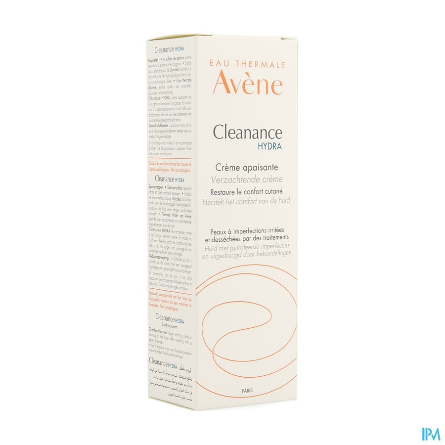 Eau Thermale Avène CLEANANCE HYDRA Crème apaisante - Restaure le confort cutané  - Peaux à imperfections irritées et desséchées par des traitements