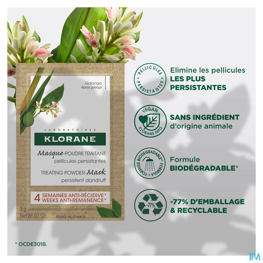 Klorane — Masque-Poudre Traitant Antipelliculaire au Galanga – Pellicules persistantes