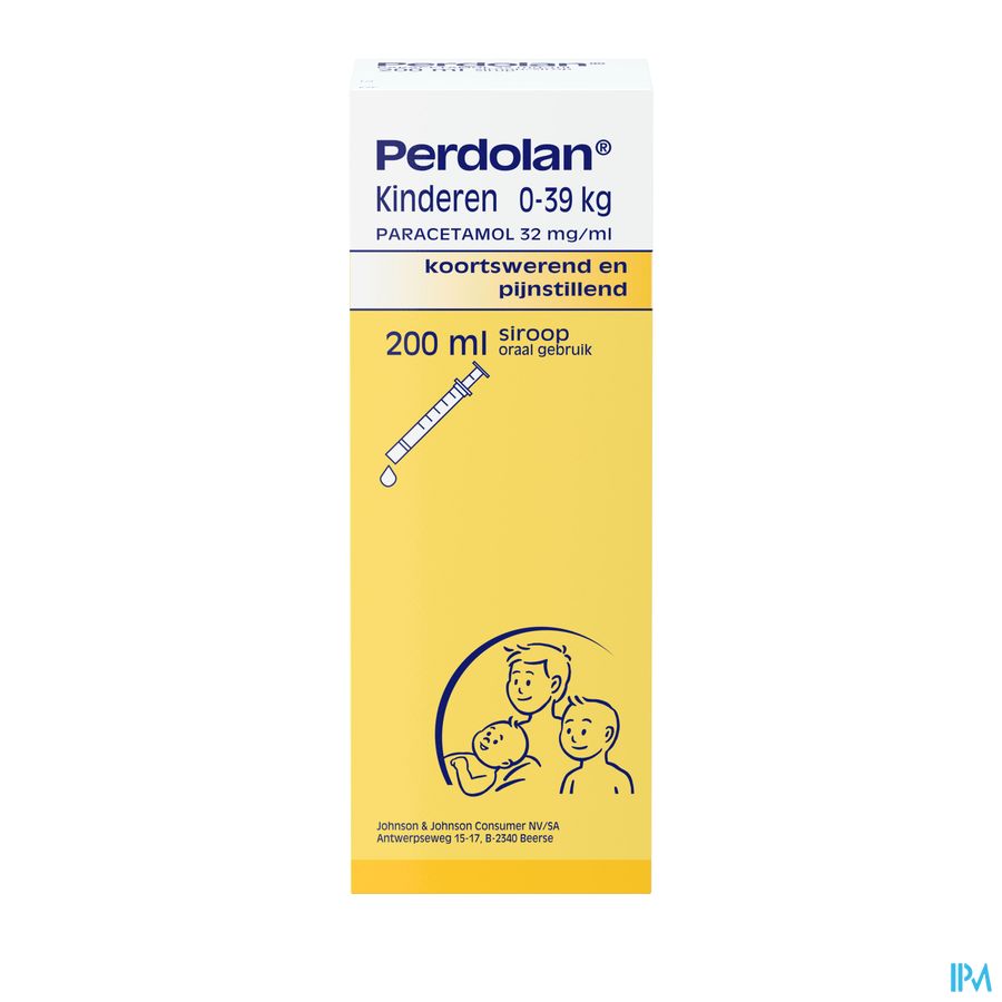 Perdolan® Enfants, sirop avec 32 mg de paracétamol par ml, pour le traitement symptomatique de la fièvre et de la douleur chez les enfants, 200 ml