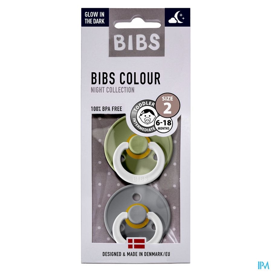 Bibs 2 Sucette Duo Glowindark Sage/cloud 2