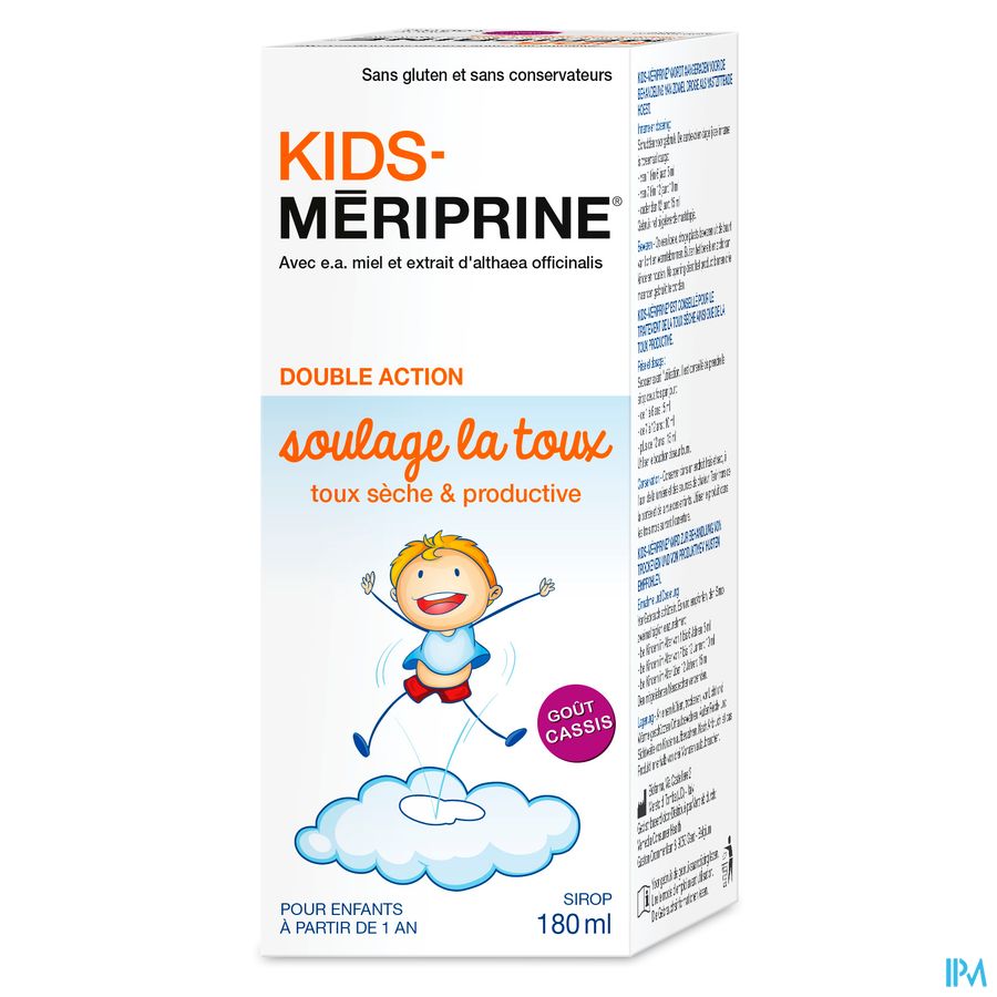Kids-Mériprine sirop 180ml - sirop contre la toux sèche et grasse pour enfants à partir d'1 an