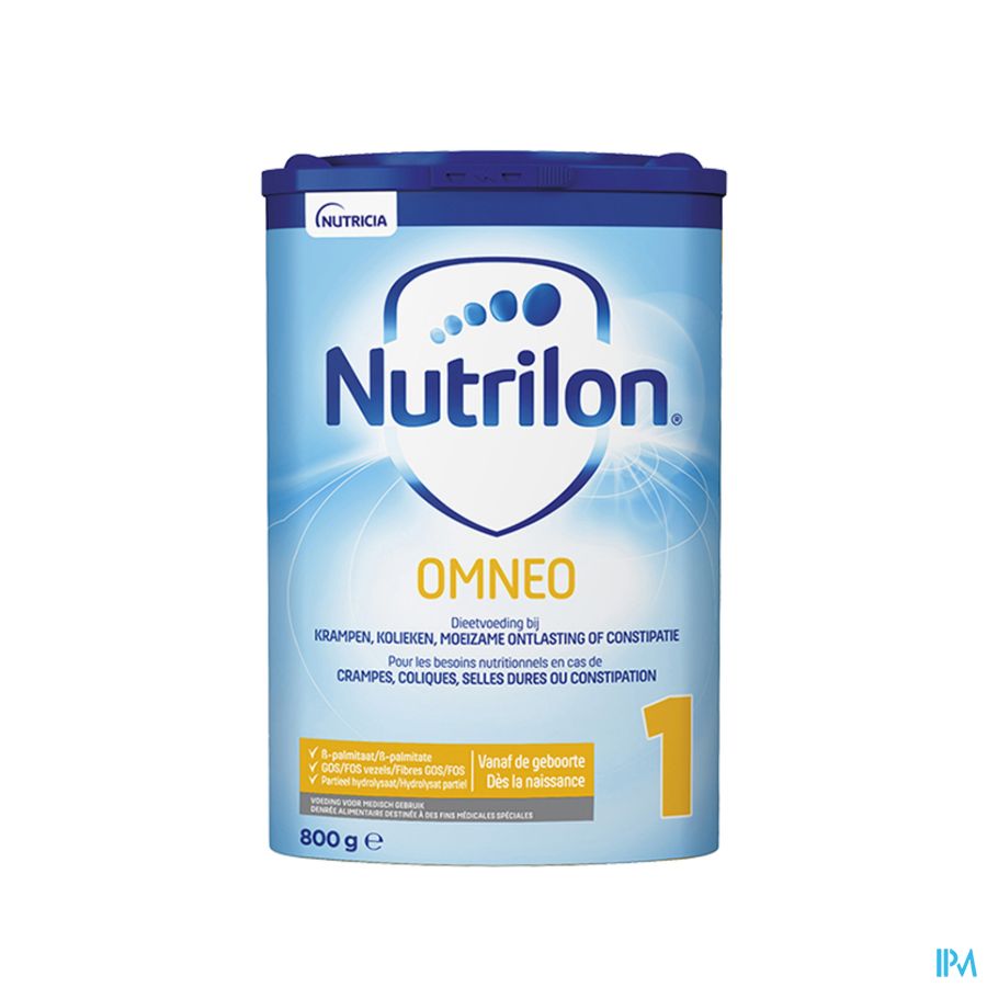 Nutrilon Omneo 1 crampes, coliques, selles dures, constipation Bébé 0-6 mois lait en poudre 800g